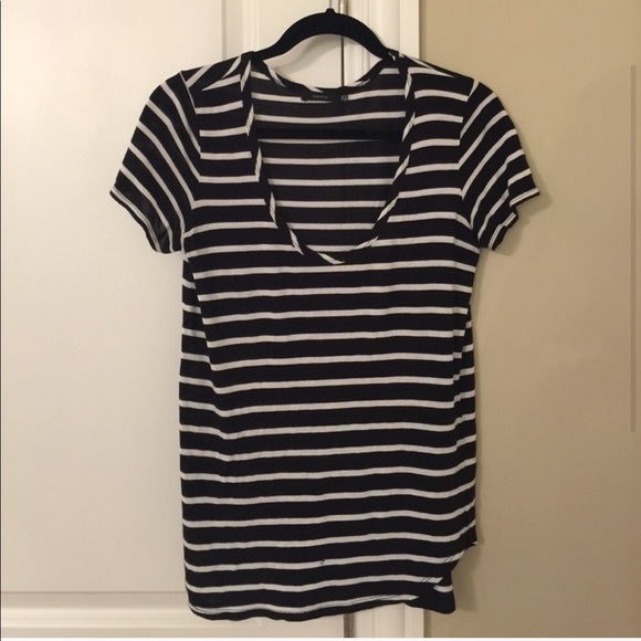 Aritzia Valmere Black & White Striped T-Shirt - Picture 2 of 4